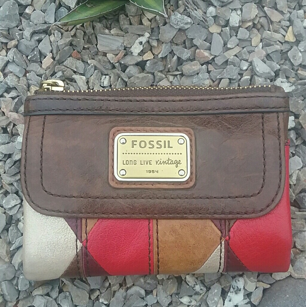 Fossil Brown Lamb Hide Leather Small Wallet